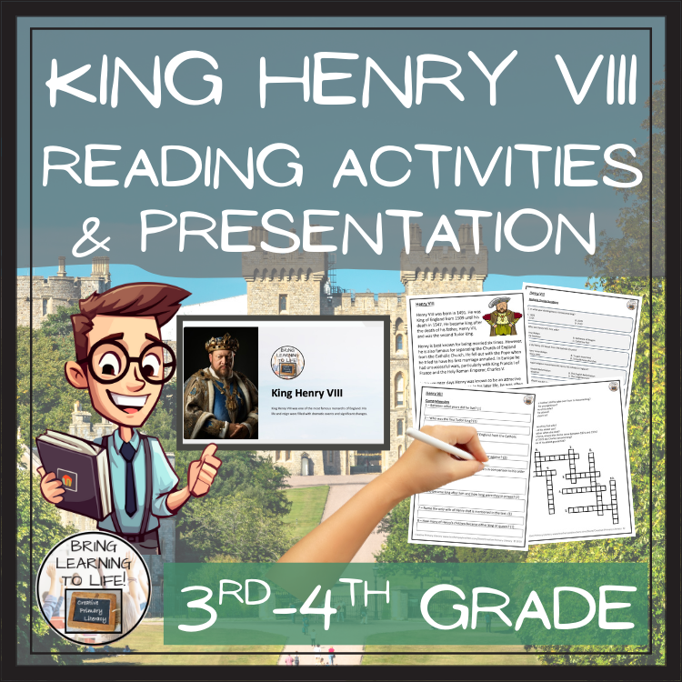 King Henry VIII Close Reading Comprehension Activities | 3rd Grade & 4th Grade