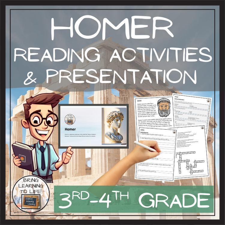 Homer Close Reading Comprehension Activities | 3rd Grade & 4th Grade