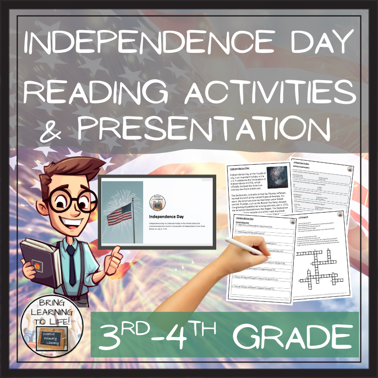 Independence Day Close Reading Passage & Comprehension Activities 3rd–4th Grade