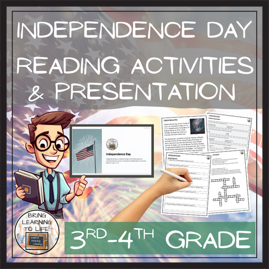 Independence Day Close Reading Passage & Comprehension Activities 3rd–4th Grade