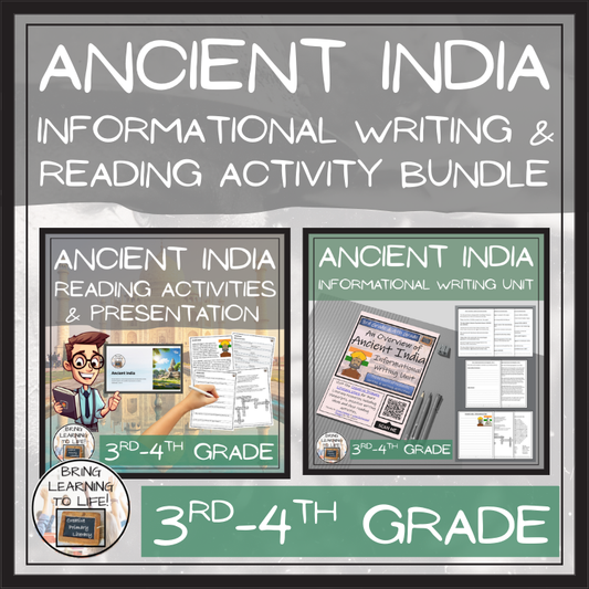 Ancient India Close Reading & Informational Writing Bundle | 3rd & 4th Grade