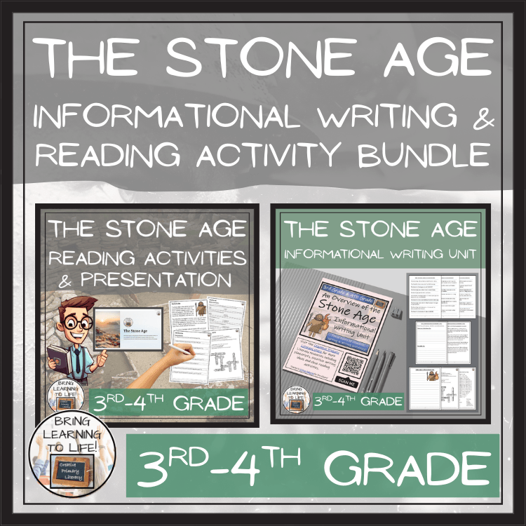 Stone Age Close Reading & Informational Writing Bundle | 3rd & 4th Grade