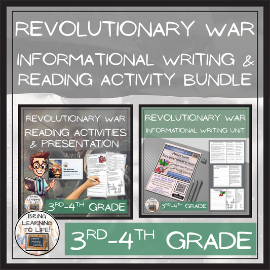 American Revolutionary War Close Reading & Informational Writing Bundle | 3rd & 4th Grade