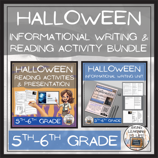 Halloween Close Reading & Informational Writing Bundle | 5th & 6th Grade