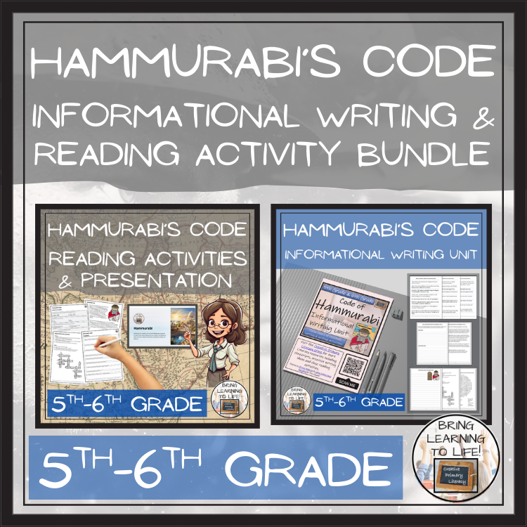 Hammurabi's Code Close Reading & Informational Writing Bundle | 5th & 6th Grade