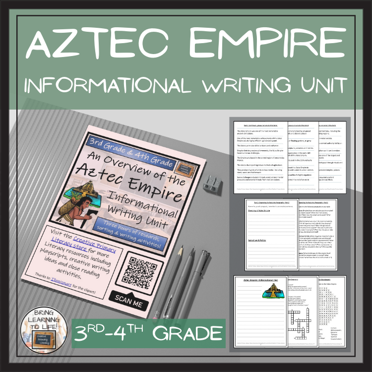 Aztec Empire Informational Writing Unit | 3rd Grade & 4th Grade