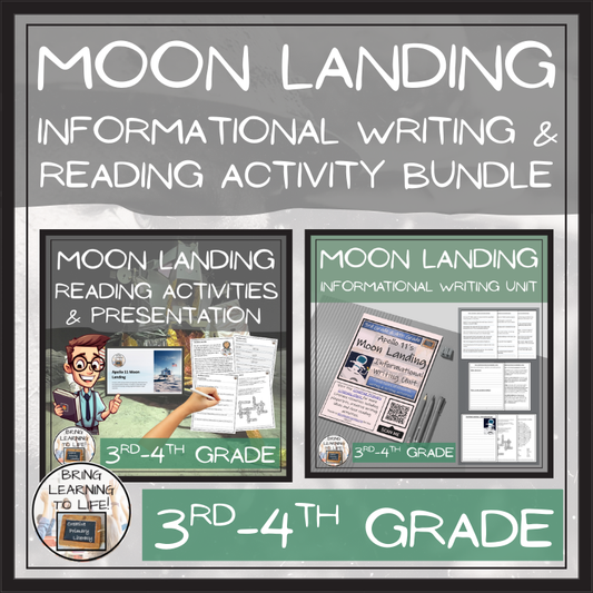 Moon Landing Close Reading & Informational Writing Bundle | 3rd Grade & 4th Grade