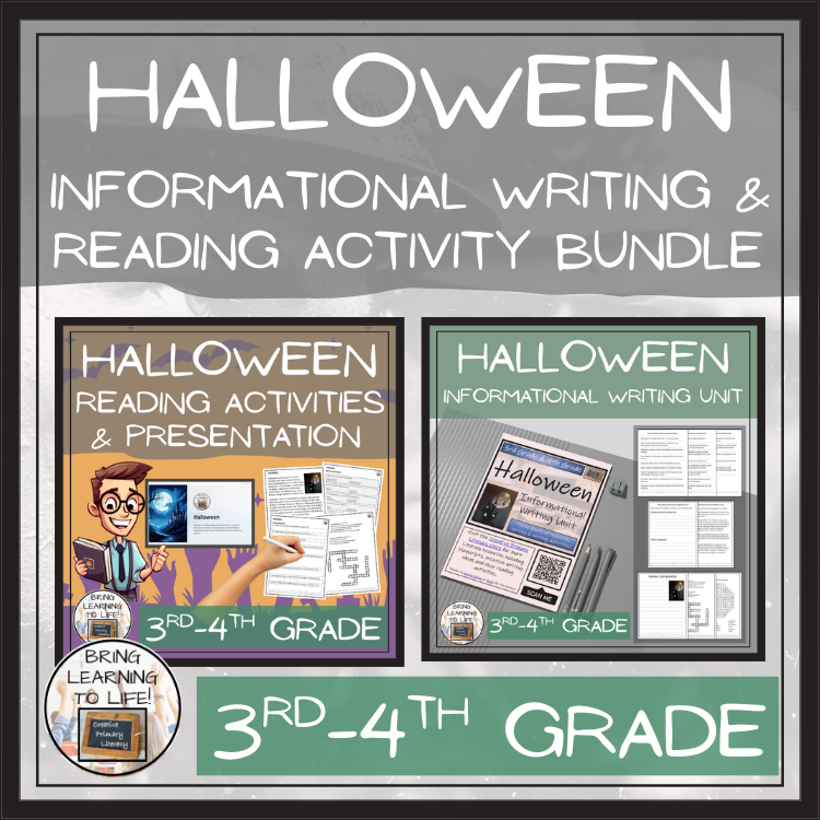 Halloween Close Reading & Informational Writing Bundle | 3rd & 4th Grade
