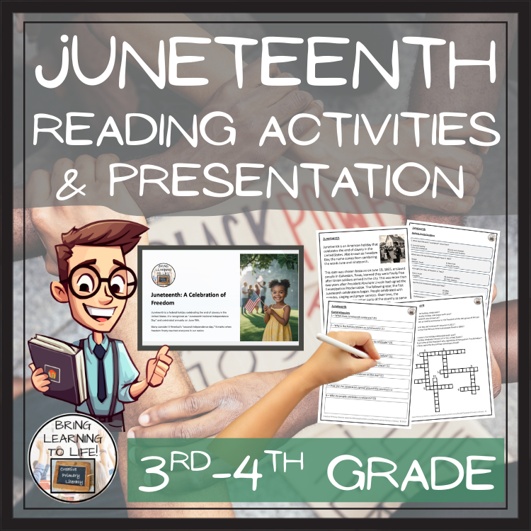 Juneteenth Close Reading Comprehension Activities | 3rd Grade & 4th Grade