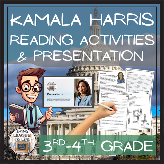 Kamala Harris Close Reading Comprehension Activities | 3rd Grade & 4th Grade