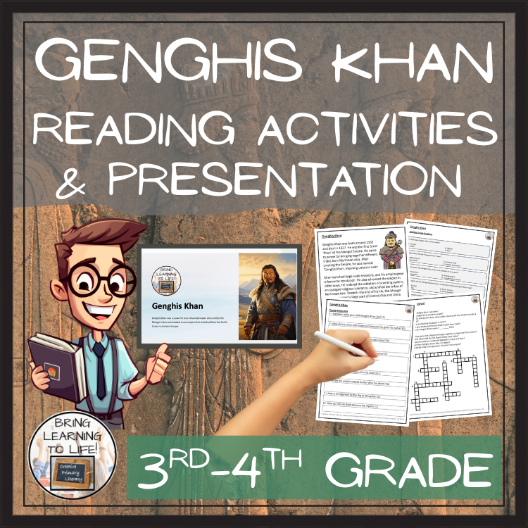 Genghis Khan Close Reading Comprehension Activities | 3rd Grade & 4th Grade