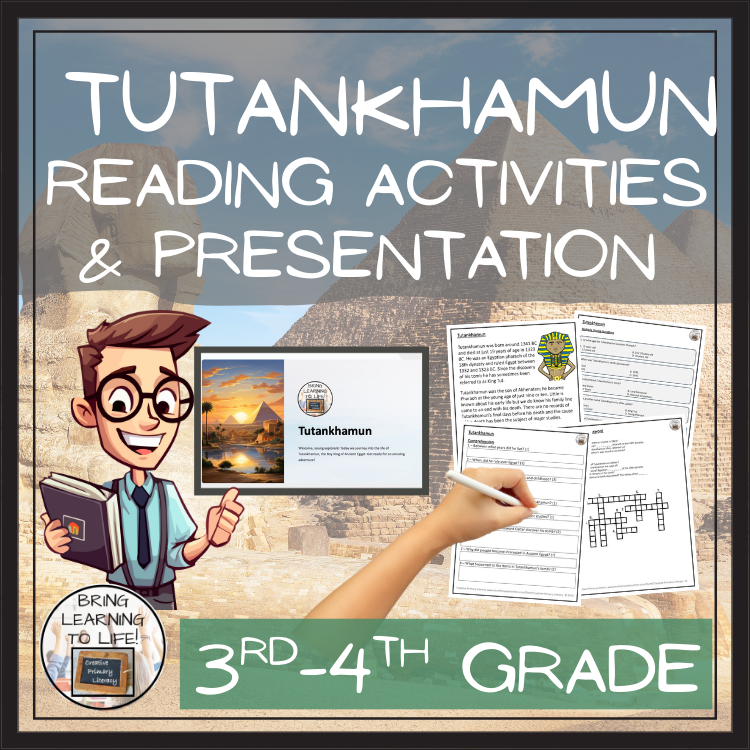 Tutankhamun Close Reading Comprehension Activities | 3rd Grade & 4th Grade