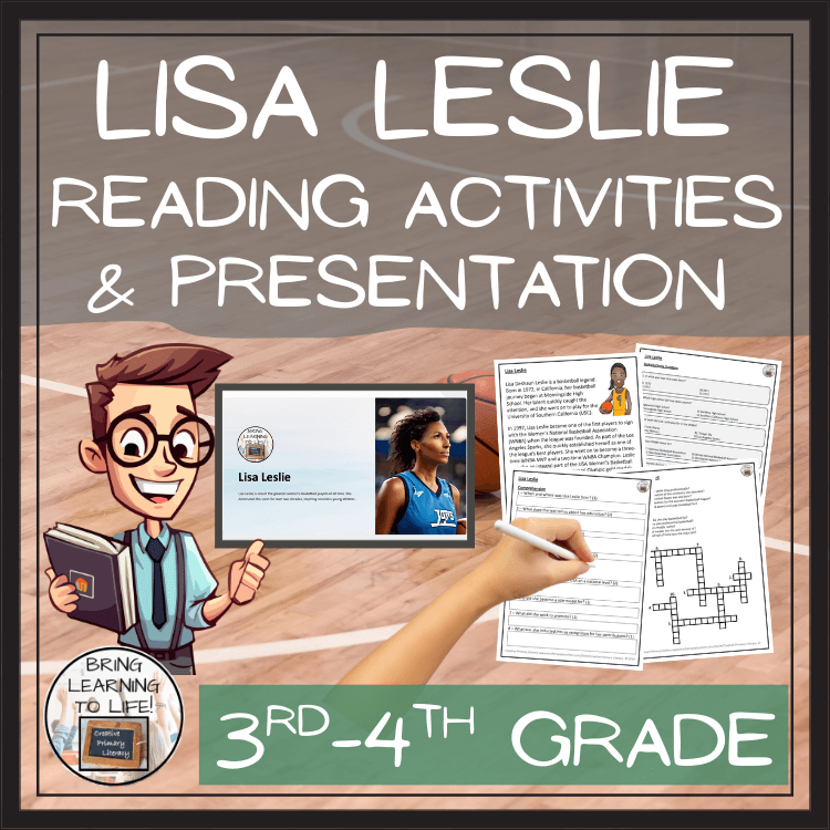 Lisa Leslie Close Reading Passage & Comprehension Activities | 3rd–4th Grade with engaging reading tasks and presentation materials.
