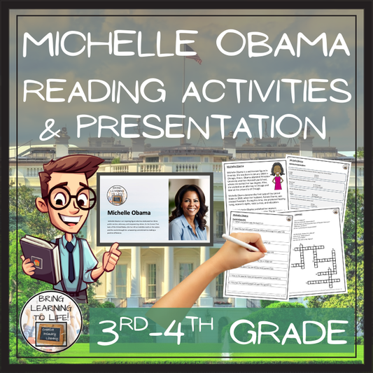 Michelle Obama Close Reading Comprehension Activities | 3rd Grade & 4th Grade
