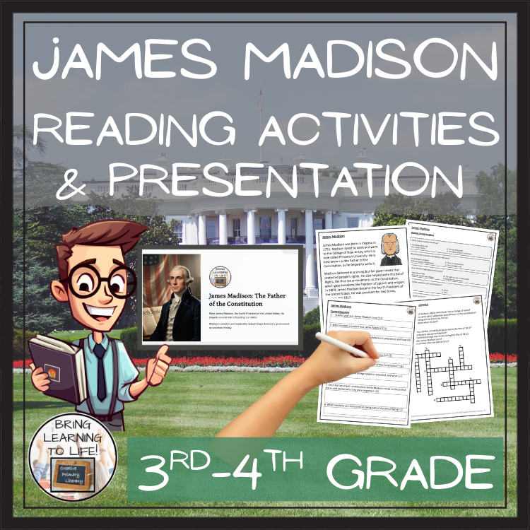James Madison Close Reading Comprehension Activity | 3rd Grade & 4th Grade