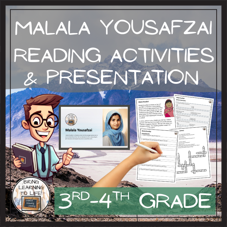 Malala Yousafzai Close Reading Comprehension Activities | 3rd Grade & 4th Grade