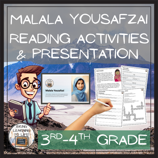Malala Yousafzai Close Reading Comprehension Activities | 3rd Grade & 4th Grade