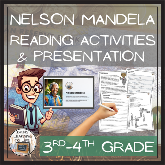 Nelson Mandela Close Reading Comprehension Activities | 3rd Grade & 4th Grade