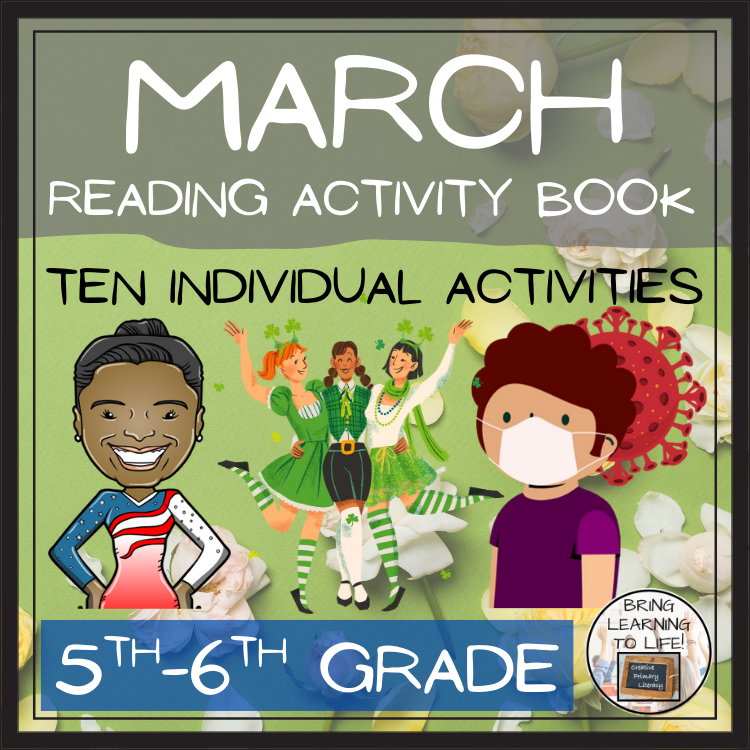 March Close Reading Comprehension Activity Book | 5th-6th Grade