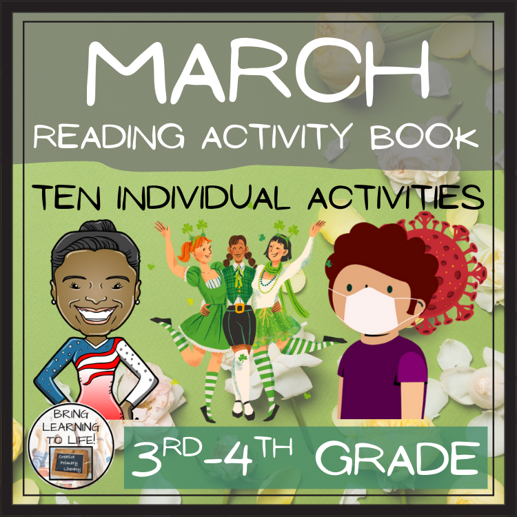 March Close Reading Comprehension Activity Book | 3rd-4th Grade