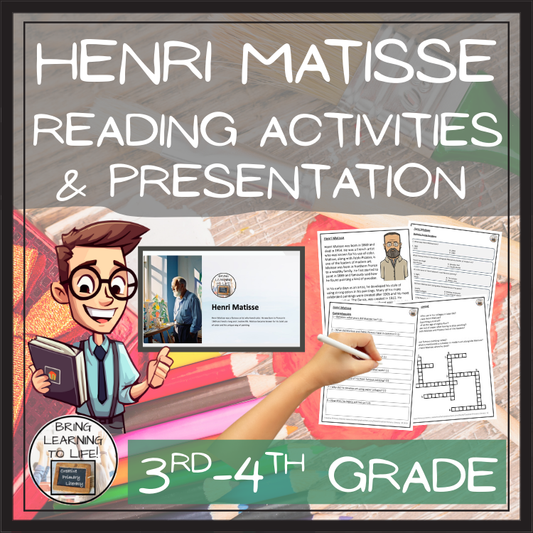 Henri Matisse Close Reading Comprehension Activities | 3rd Grade & 4th Grade