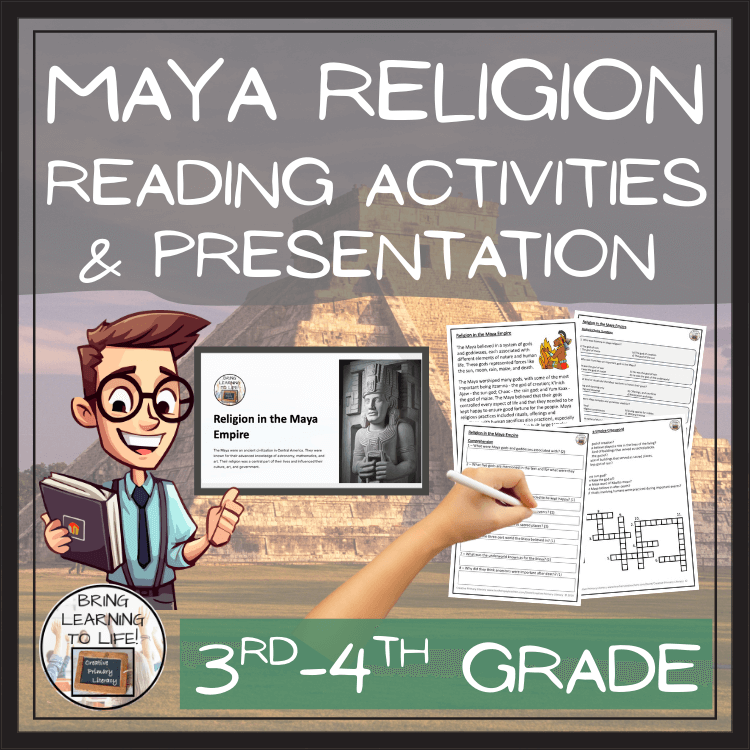 Maya Religion Close Reading Passage & Comprehension Activities | 3rd-4th Grade