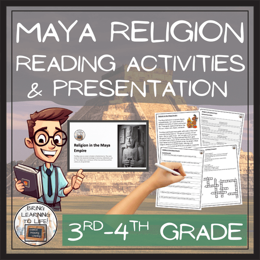 Maya Religion Close Reading Passage & Comprehension Activities | 3rd-4th Grade
