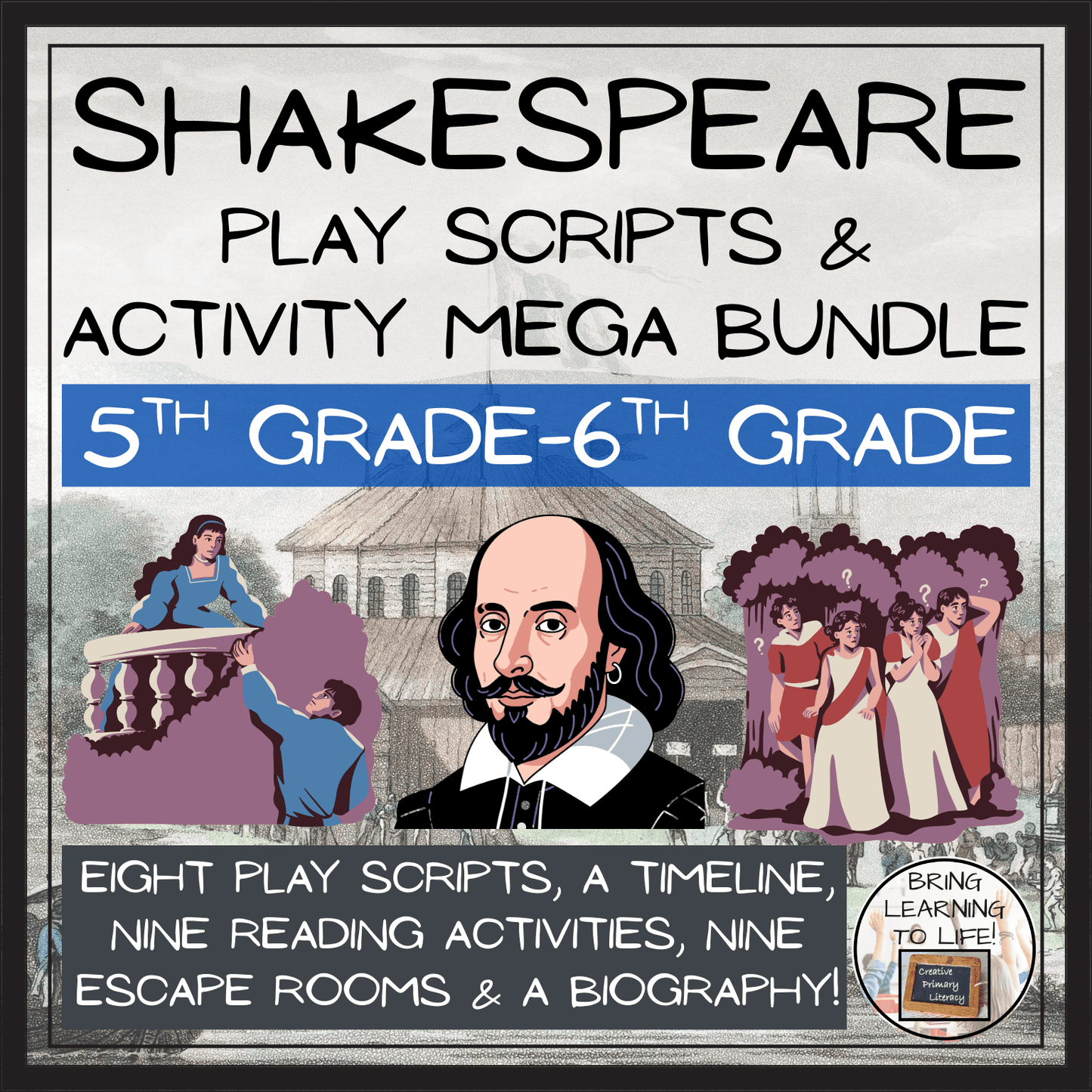 William Shakespeare Play Scripts & Activities Mega Bundle | 5th-6th Grade featuring play scripts and activities for students.