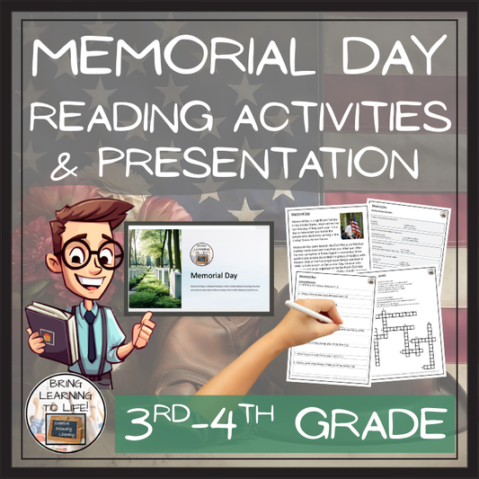 Memorial Day Close Reading Comprehension Activities | 3rd Grade & 4th Grade
