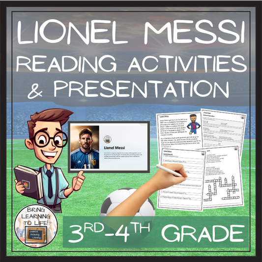 Lionel Messi Close Reading Comprehension Activities | 3rd Grade & 4th Grade