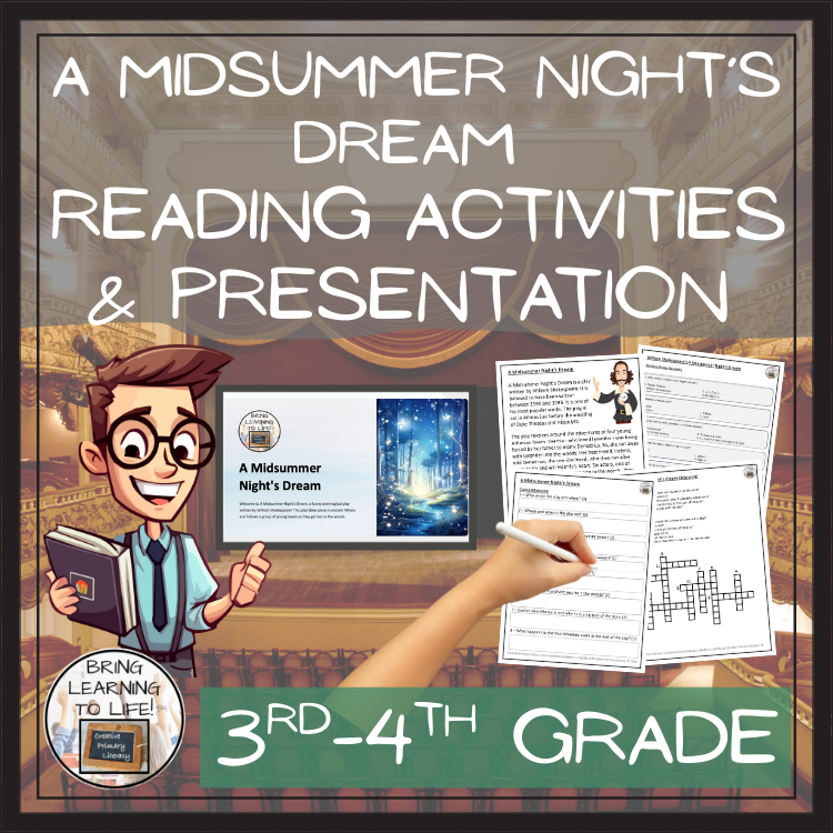 A Midsummer Night's Dream Close Reading Comprehension | 3rd Grade & 4th Grade