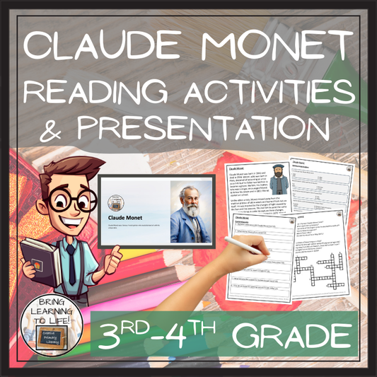 Claude Monet Close Reading Comprehension Activities | 3rd Grade & 4th Grade