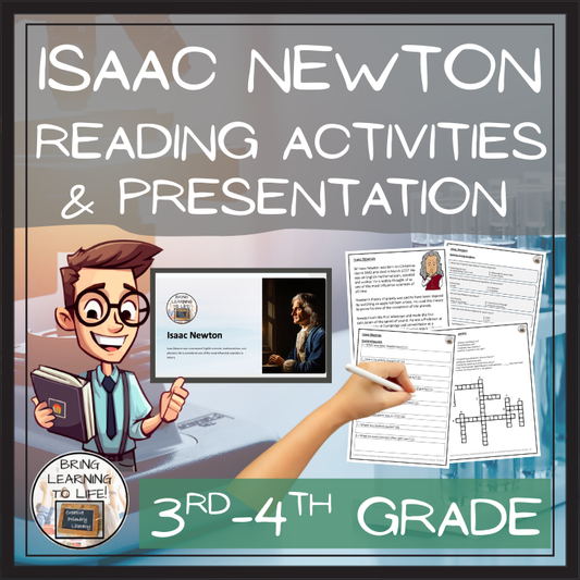 Isaac Newton Close Reading Comprehension Activities | 3rd Grade & 4th Grade