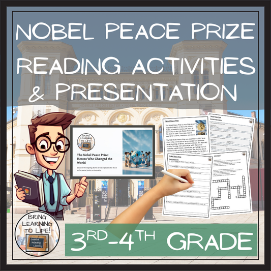 Nobel Peace Prize Close Reading Comprehension Activities | 3rd Grade & 4th Grade