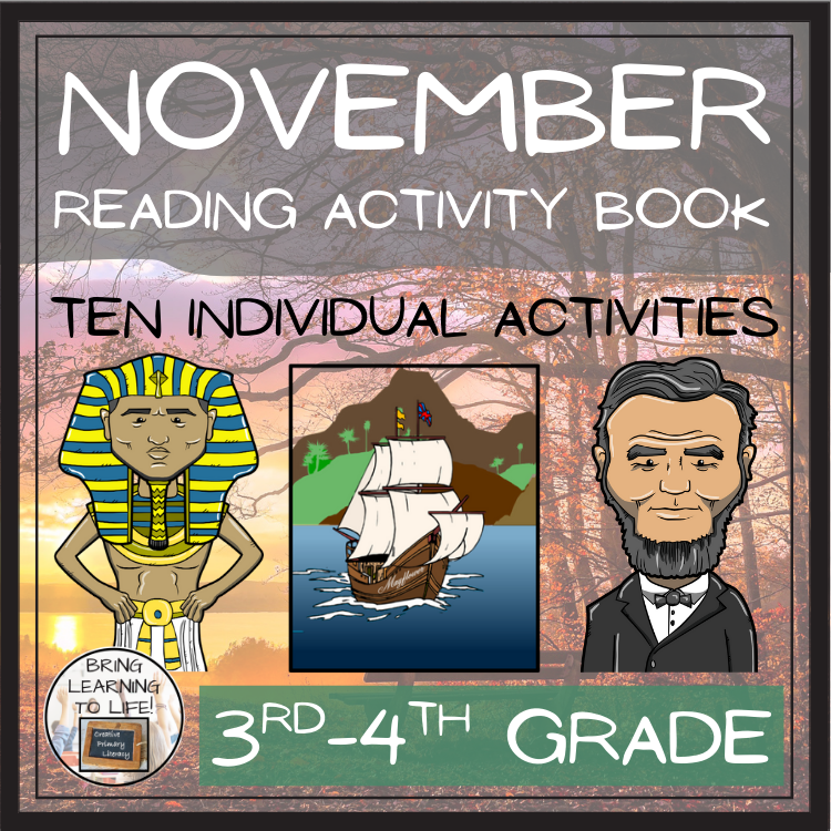 November Close Reading Comprehension Activity Book | 3rd-4th Grade