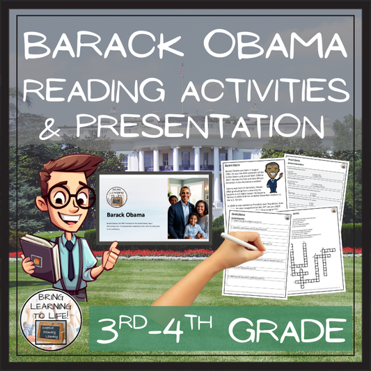 Barack Obama Close Reading Comprehension Activities | 3rd Grade & 4th Grade