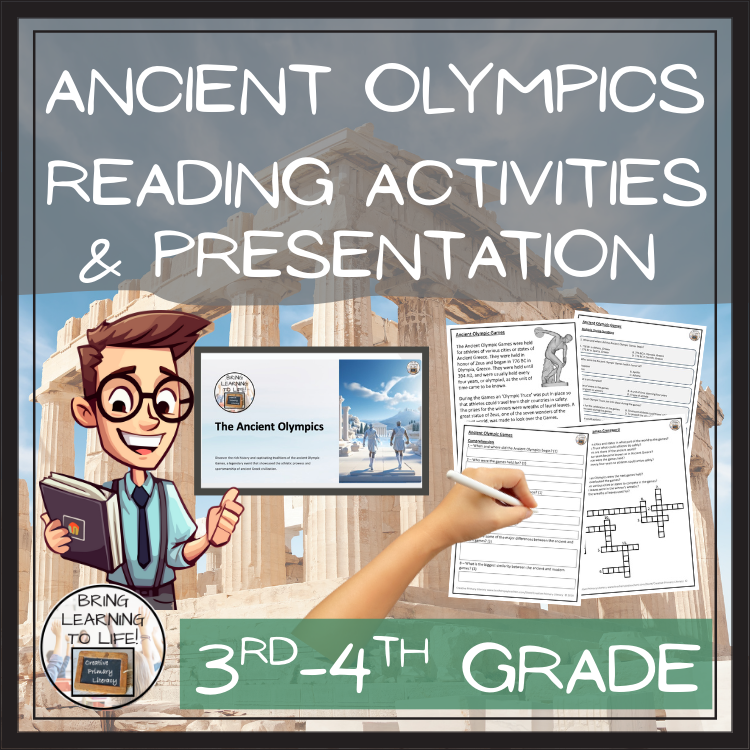 Ancient Olympic Games Close Reading Comprehension Activities | 3rd & 4th Grade