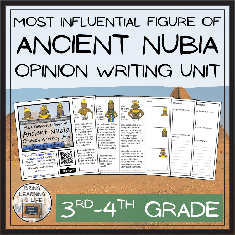 Most Influential Figure of Ancient Nubia Opinion Writing Unit | 3rd–4th Grade educational resource image.