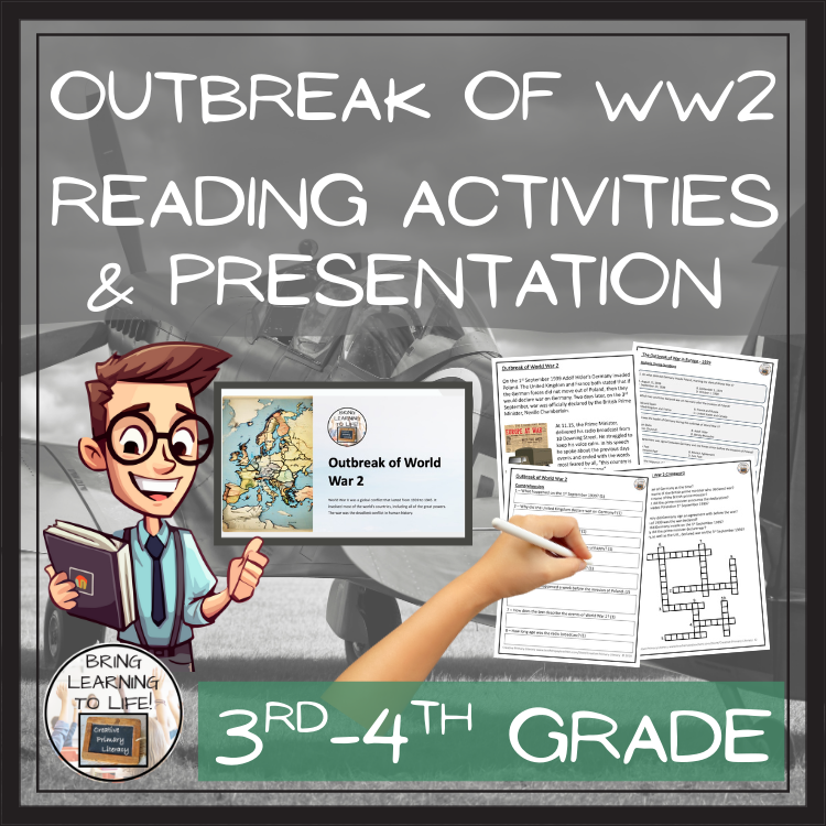 Outbreak of World War 2 Close Reading Comprehension | 3rd Grade & 4th Grade