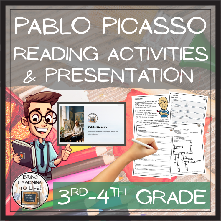 Pablo Picasso Close Reading Comprehension Activities | 3rd Grade & 4th Grade