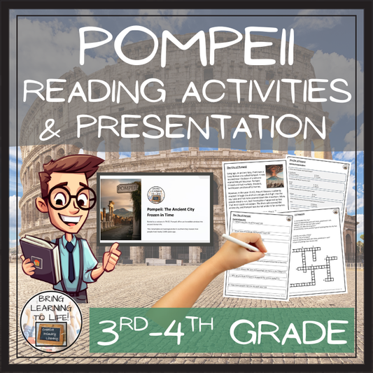 Pompeii Close Reading Comprehension Activities | 3rd Grade & 4th Grade