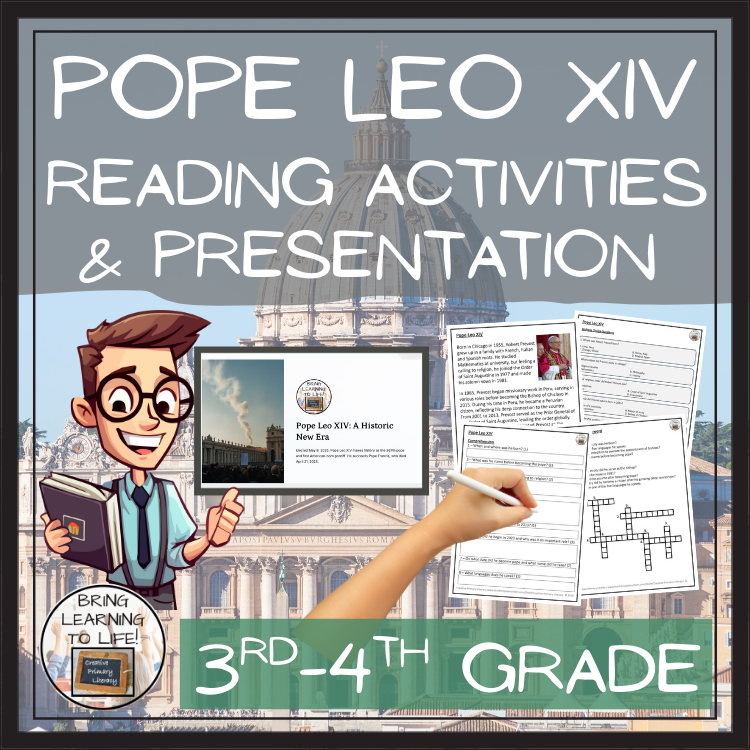 Pope Leo XIV Close Reading Comprehension Activities | 3rd Grade & 4th Grade