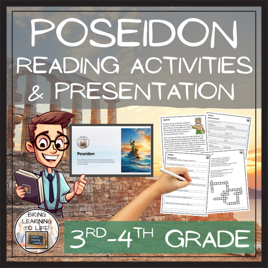 Poseidon Close Reading Comprehension Activities | 3rd Grade & 4th Grade
