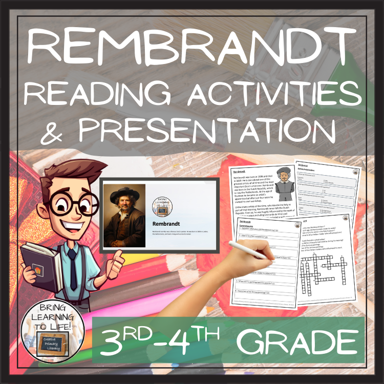 Rembrandt Close Reading Comprehension Activities | 3rd Grade & 4th Grade