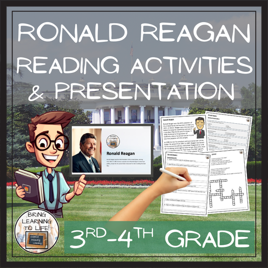 Ronald Reagan Close Reading Comprehension Activities | 3rd Grade & 4th Grade