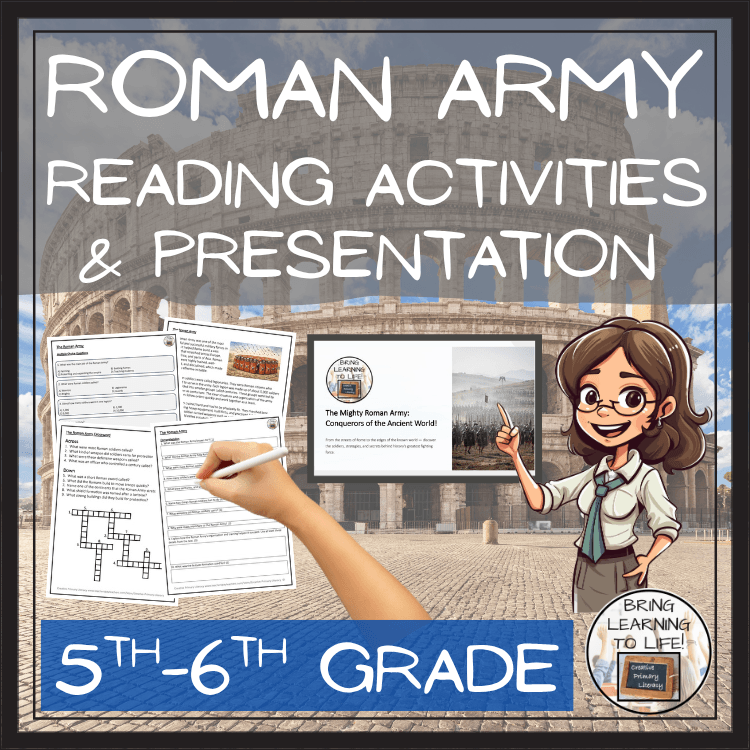 Roman Army Close Reading Passage & Comprehension Activities | 5th–6th Grade with character and learning materials