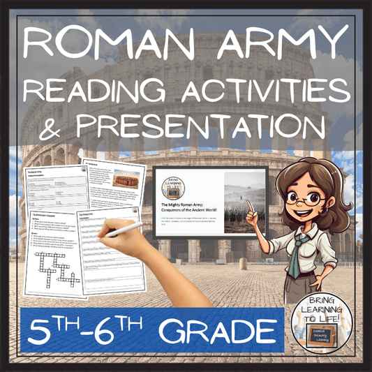 Roman Army Close Reading Passage & Comprehension Activities | 5th–6th Grade with character and learning materials