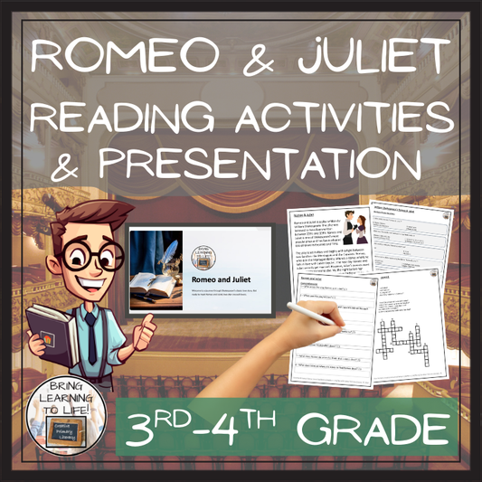 Romeo and Juliet Close Reading Comprehension Activities | 3rd Grade & 4th Grade