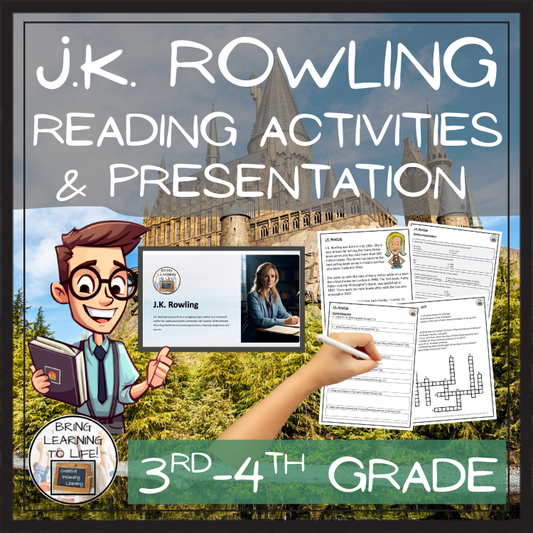 J.K. Rowling Close Reading Comprehension Activities | 3rd Grade & 4th Grade