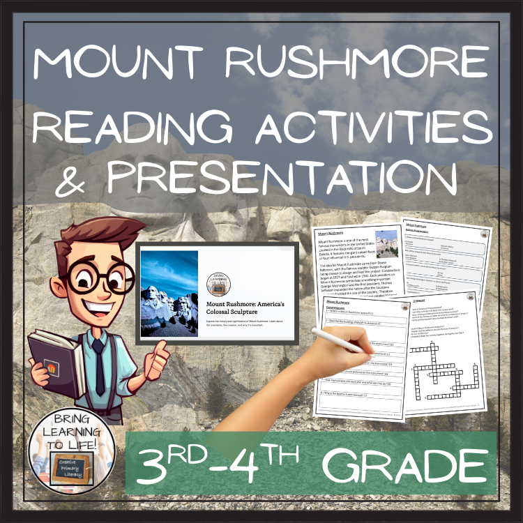Mount Rushmore Close Reading Comprehension Activities | 3rd Grade & 4th Grade